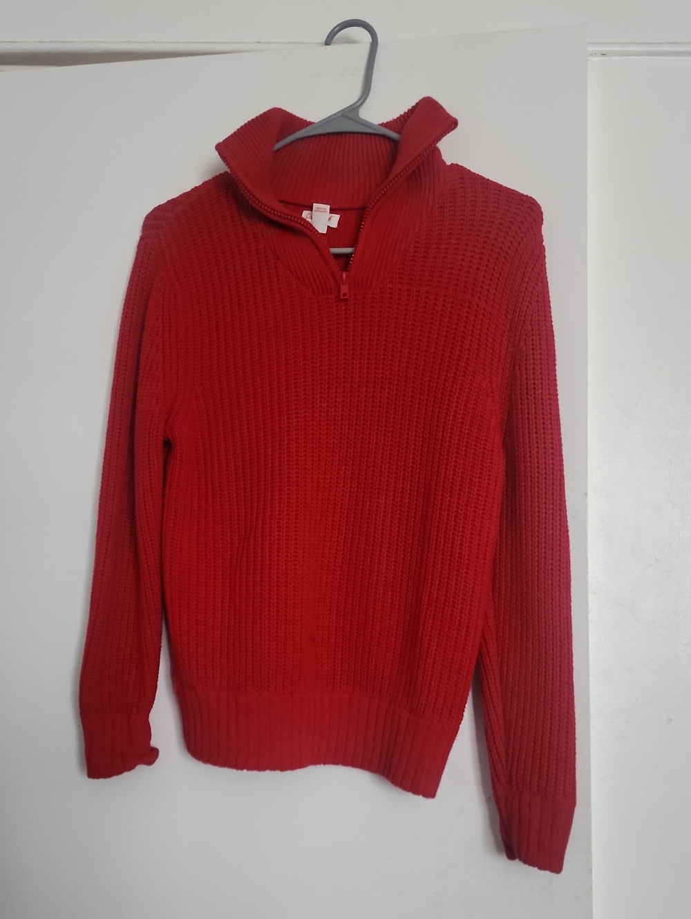 Boy's Red Half-Zip Knit Sweater